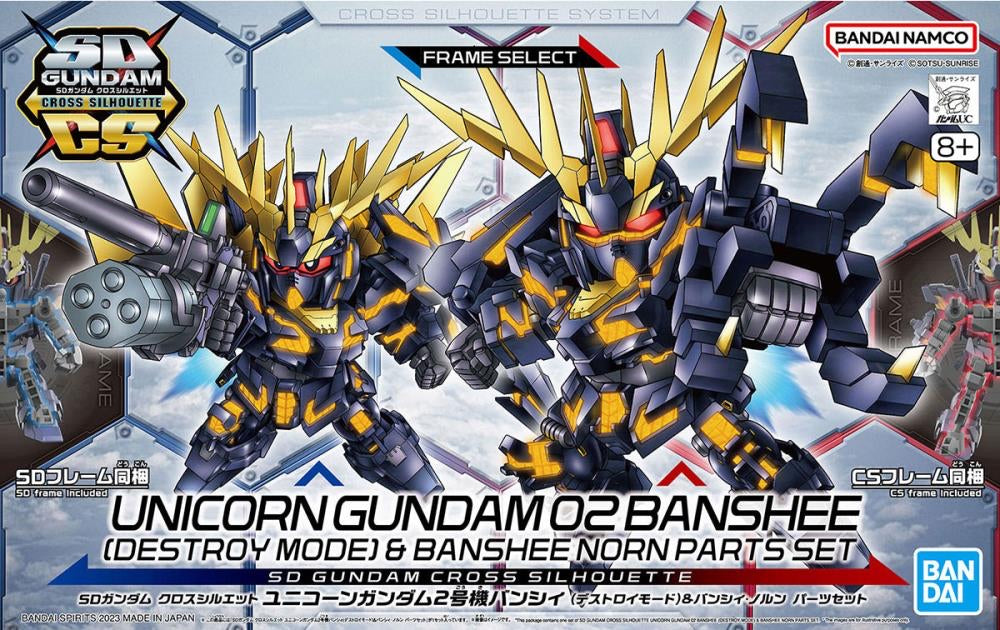 SD Gundam Cross Silhouette Unicorn Gundam Unit 2 Banshee (Destroy Mode) &  Banshee Norn Parts Set