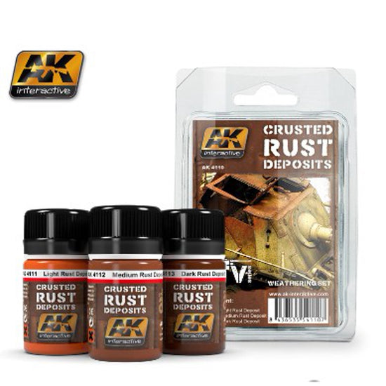 AK AFV Series: Crusted Rust Deposits Weathering Enamel Paint Set (3 Colors)